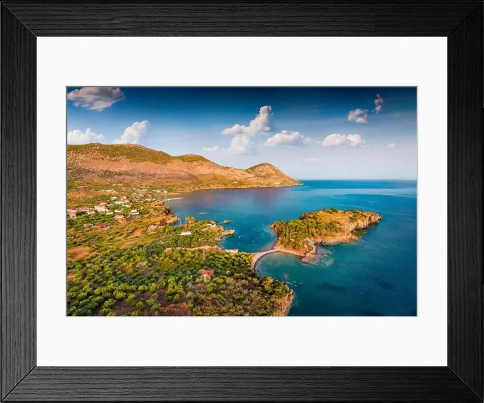 Framed Print : Wonderful summer view from flying drone of Purpose or Double beach Framed Print : Wonderful summer view from flying drone of Purpose or Double beach
