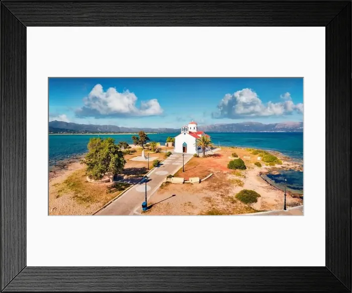 Framed Print : Photography of Saint Spiridon church in Elafonisos port Framed Print : Photography of Saint Spiridon church in Elafonisos port