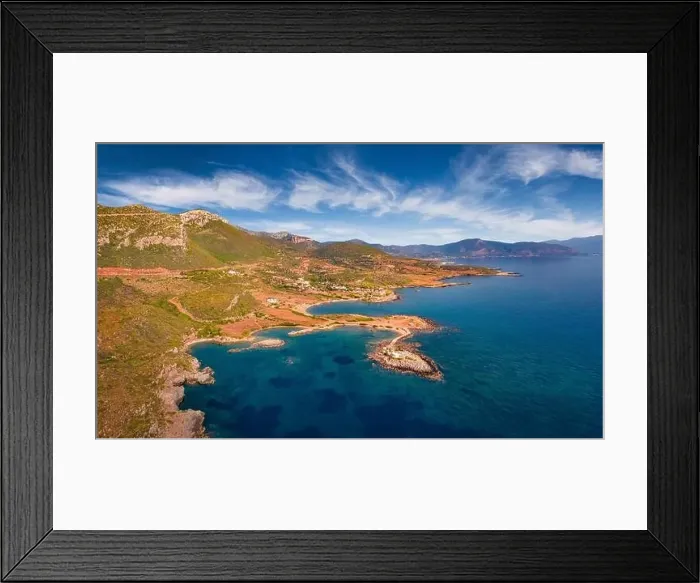 Framed Print : Colorful summer view from flying drone of Saint Phocas church Framed Print : Colorful summer view from flying drone of Saint Phocas church