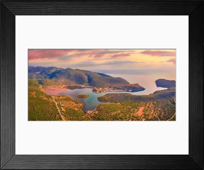 Framed Print : Amazing summer view from flying drone of Limin Ieraka village Framed Print : Amazing summer view from flying drone of Limin Ieraka village