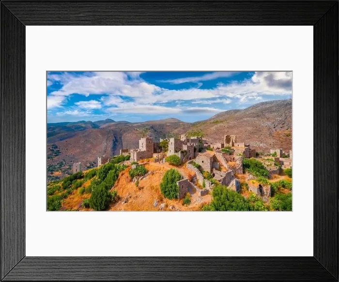 Framed Print : Ruins of ancient village fortress of Mani Peninsula - Vathia Framed Print : Ruins of ancient village fortress of Mani Peninsula - Vathia