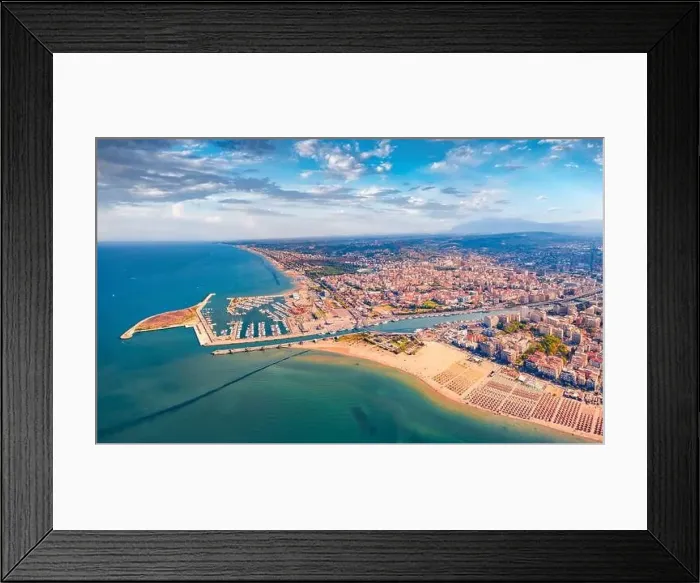 Framed Print : Aerial landscape photography. Colorful summer view from flying drone Pescara port Framed Print : Aerial landscape photography. Colorful summer view from flying drone Pescara port