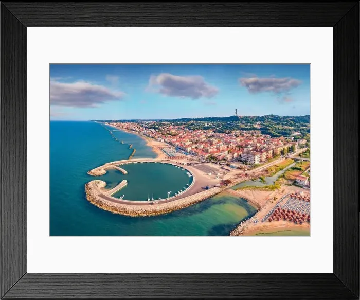 Framed Print : Spectacular morning view from flying drone of Francavilla al Mare port Framed Print : Spectacular morning view from flying drone of Francavilla al Mare port