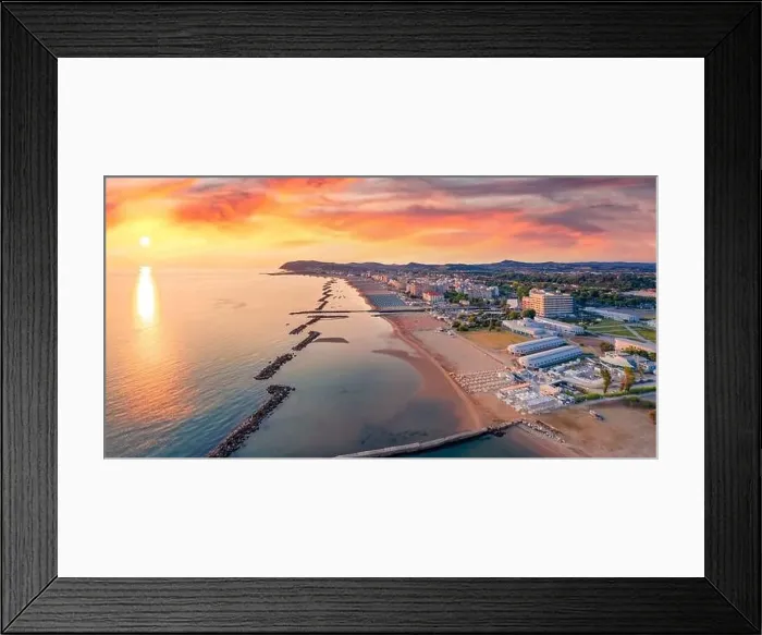 Framed Print : Sunny summer view from flying drone of Cattolica town Framed Print : Sunny summer view from flying drone of Cattolica town