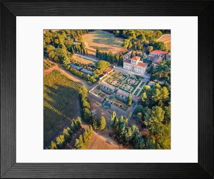 Framed Print : Captivating summer view from flying drone of Villa Caprile Framed Print : Captivating summer view from flying drone of Villa Caprile