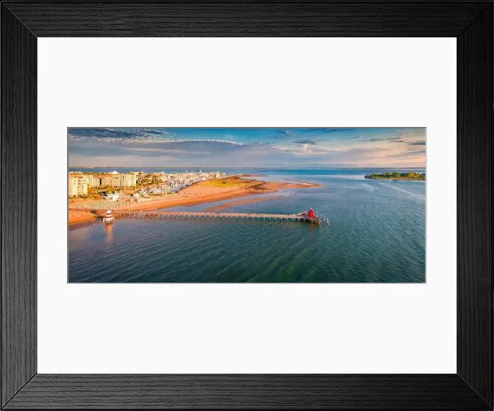 Framed Print : Panoramaic summer view from flying drone of Lignano Sabbiadoro town Framed Print : Panoramaic summer view from flying drone of Lignano Sabbiadoro town