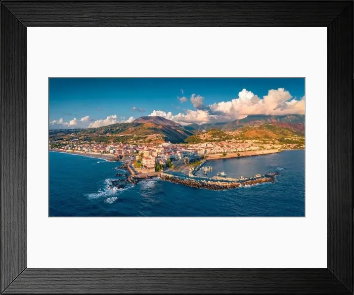 Framed Print : Breathtaking summer view from flying drone of Diamante port Framed Print : Breathtaking summer view from flying drone of Diamante port