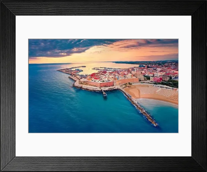Framed Print : Breathtaking summer view from flying drone of Sant'Antonio beach Framed Print : Breathtaking summer view from flying drone of Sant'Antonio beach