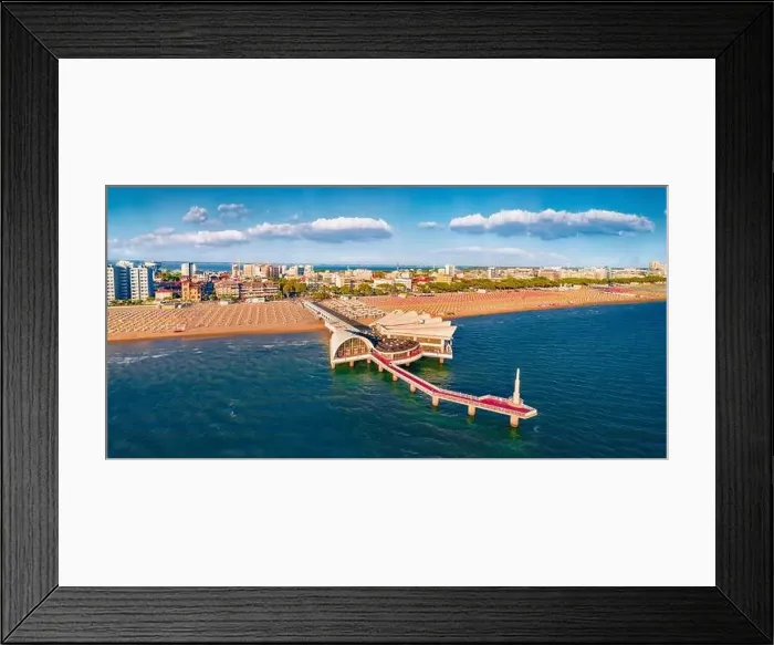Framed Print : Beautiful summer scenery. Panoramiv summer cityscape of Lignano Sabbiadoro town