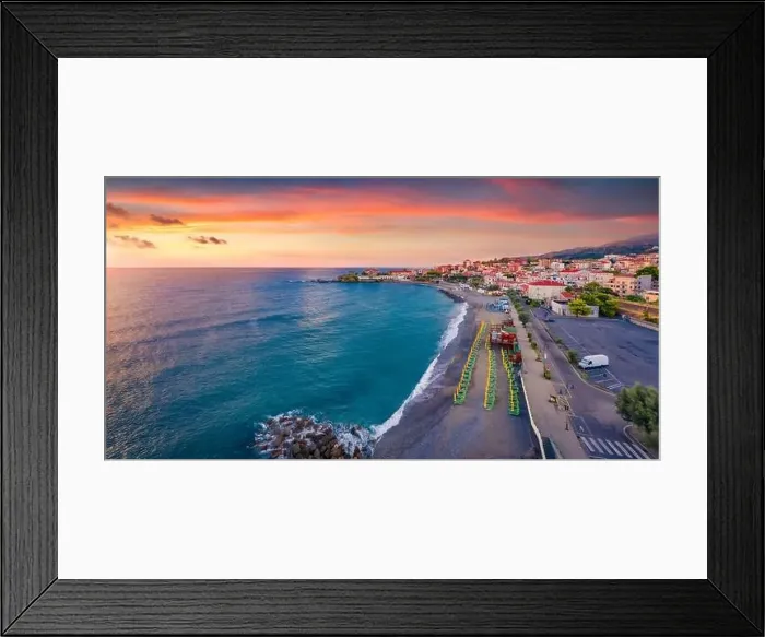 Framed Print : Wonderful summer view from flying drone ofMarina di Belvedere public beach Framed Print : Wonderful summer view from flying drone ofMarina di Belvedere public beach