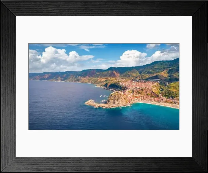 Framed Print : Captivating summer view from flying drone of Reggio Calabria Framed Print : Captivating summer view from flying drone of Reggio Calabria