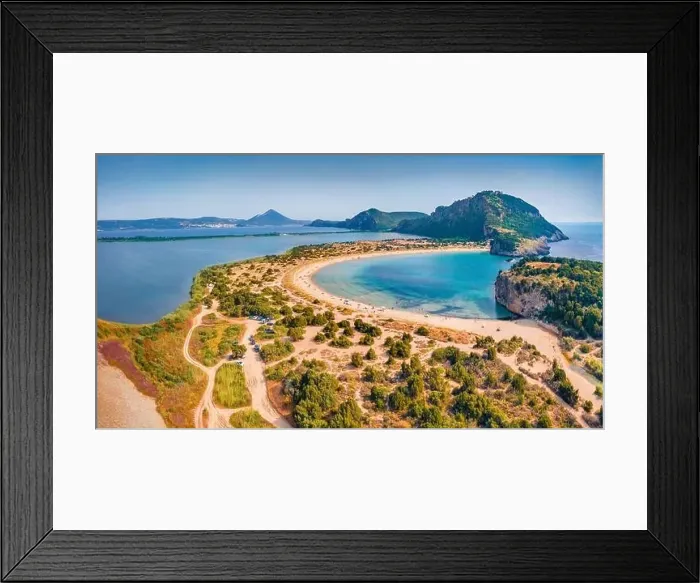 Framed Print : Breathtaking summer view of Voidokilia Beach Framed Print : Breathtaking summer view of Voidokilia Beach