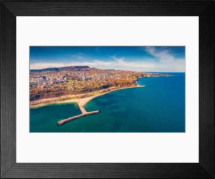 Framed Print : Incredible morning view from flying drone of Varna port Framed Print : Incredible morning view from flying drone of Varna port