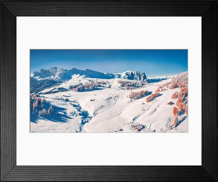 Framed Print : View from flying drone of Italian ski resort Framed Print : View from flying drone of Italian ski resort