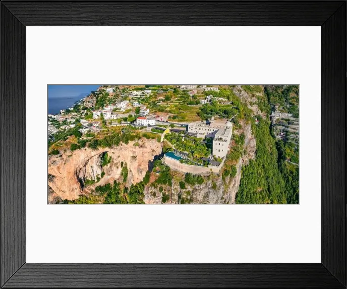 Framed Print : Bright summer view from flying drone of Santa Maria di Grado drone Framed Print : Bright summer view from flying drone of Santa Maria di Grado drone