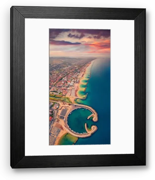 Framed Print : Incredible morning view from flying drone of Francavilla al Mare port Framed Print : Incredible morning view from flying drone of Francavilla al Mare port