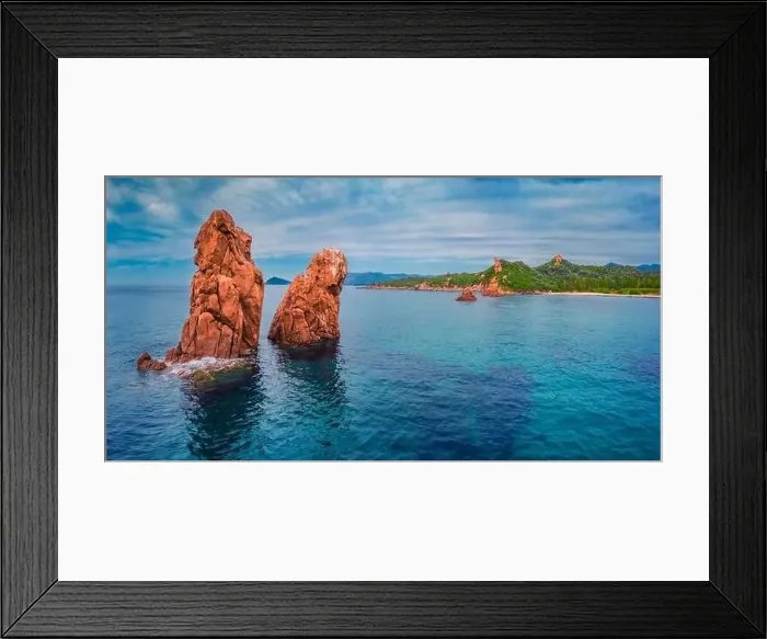 Framed Print : Red clifs in deep blue sea Framed Print : Red clifs in deep blue sea