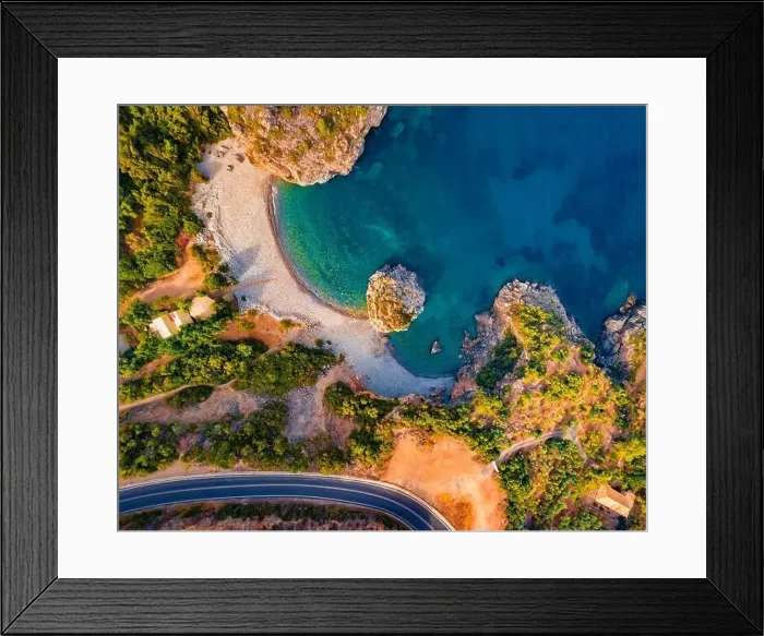 Framed Print : Straight down morning view of Foneas beach Framed Print : Straight down morning view of Foneas beach