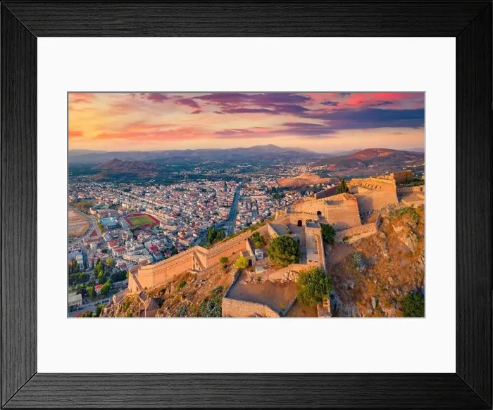 Framed Print : Beautiful summer view from flying drone of fortress of Palamidi Framed Print : Beautiful summer view from flying drone of fortress of Palamidi