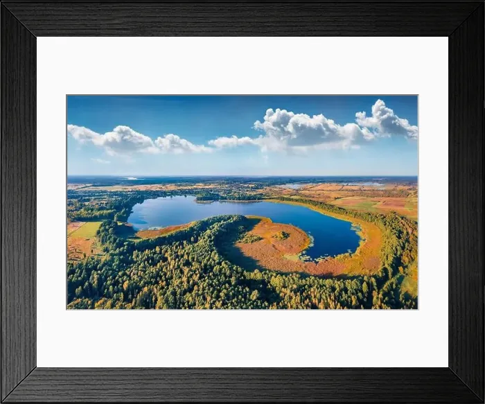 Framed Print : Astonishing morning view from flying drone of Pishchans'ke lake