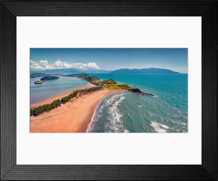 Framed Print : Aerial landscape photography. Splendid summer view from flying drone of Zvernec Beach Framed Print : Aerial landscape photography. Splendid summer view from flying drone of Zvernec Beach