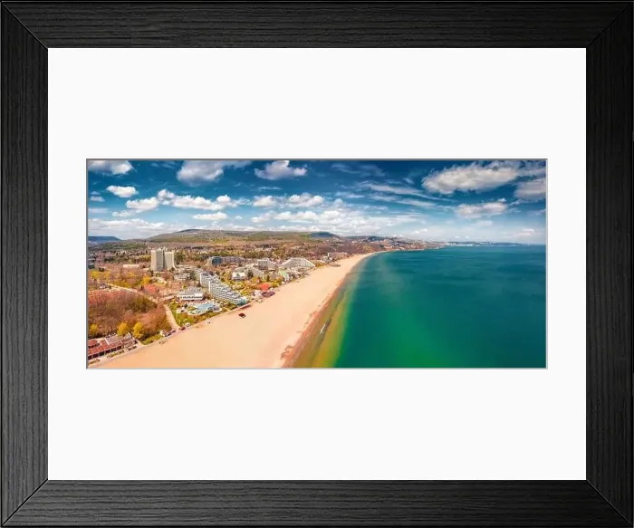 Framed Print : Panoramic spring view of Albena Beach Framed Print : Panoramic spring view of Albena Beach