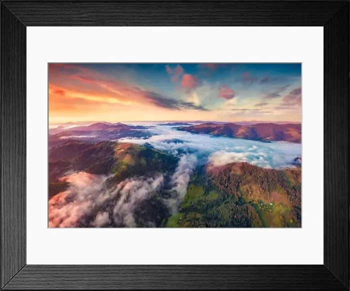 Framed Print : Unbelievable colors sunrise on Carpathian mountains Framed Print : Unbelievable colors sunrise on Carpathian mountains