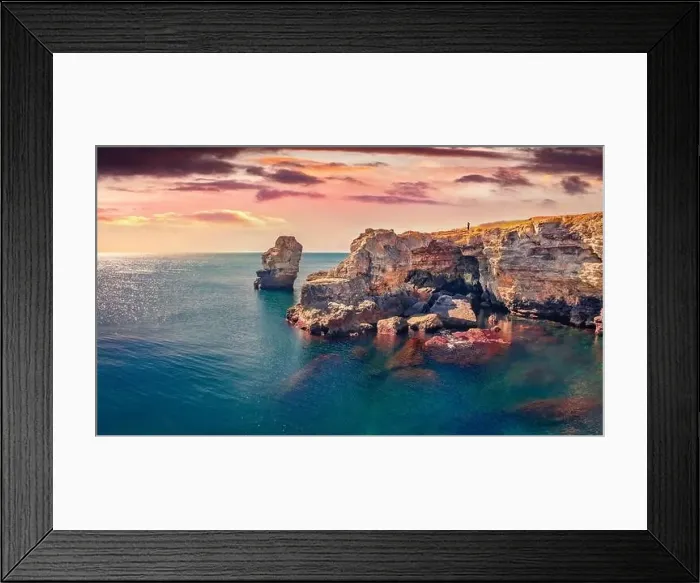 Framed Print : Lonly man on the edge on Tyulenovo cliffs Framed Print : Lonly man on the edge on Tyulenovo cliffs