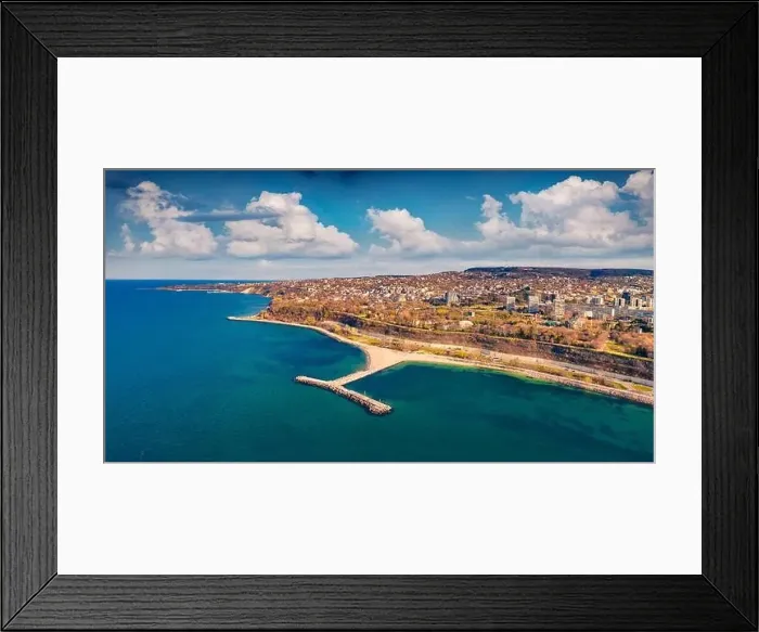 Framed Print : Aerial landscape photography. Wonderful morning view from flying drone of Varna port Framed Print : Aerial landscape photography. Wonderful morning view from flying drone of Varna port