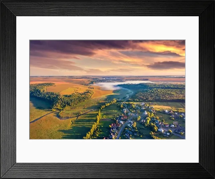 Framed Print : Incredible summer sunrise on Ternopil outskirts with asphalt road Framed Print : Incredible summer sunrise on Ternopil outskirts with asphalt road
