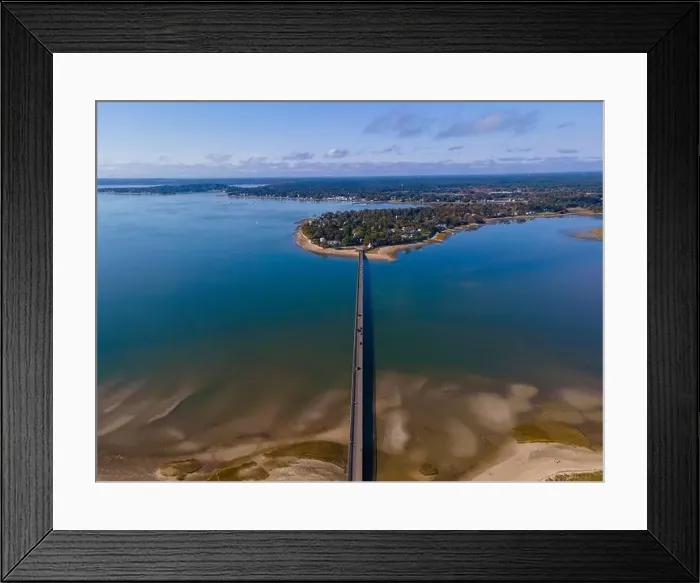 Framed Print : Powder Point Bridge aerial view connects Long Island and Duxbury in town of Duxbury, Massachusetts MA, USA Framed Print : Powder Point Bridge aerial view connects Long Island and Duxbury in town of Duxbury, Massachusetts MA, USA