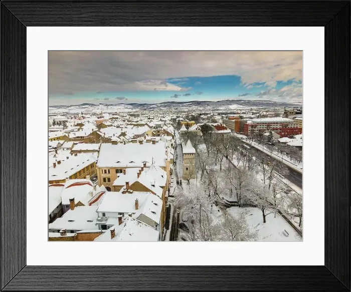 Framed Print : Drone photo of the city center of Sibiu Framed Print : Drone photo of the city center of Sibiu