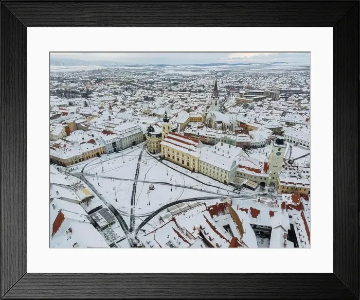 Framed Print : Birds eye view over historic city center of Sibiu Framed Print : Birds eye view over historic city center of Sibiu