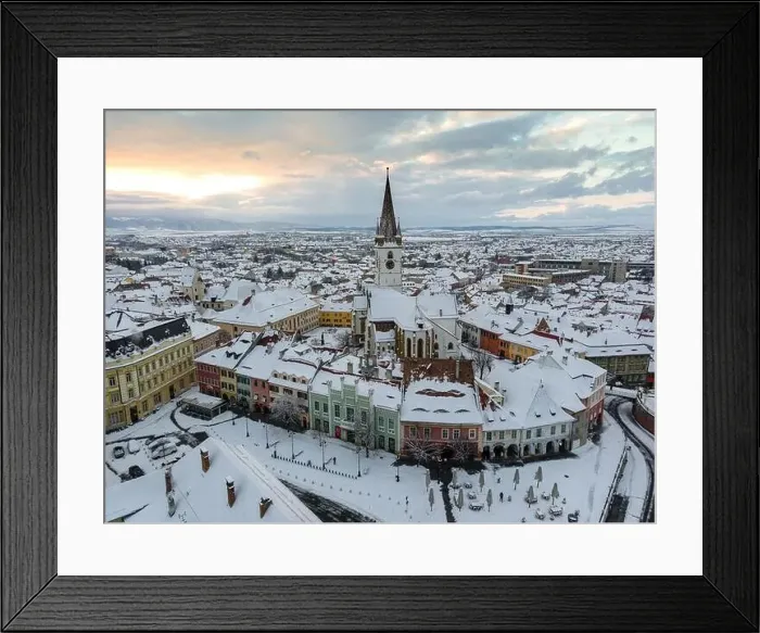 Framed Print : Birds eye view over historic city center of Sibiu Framed Print : Birds eye view over historic city center of Sibiu