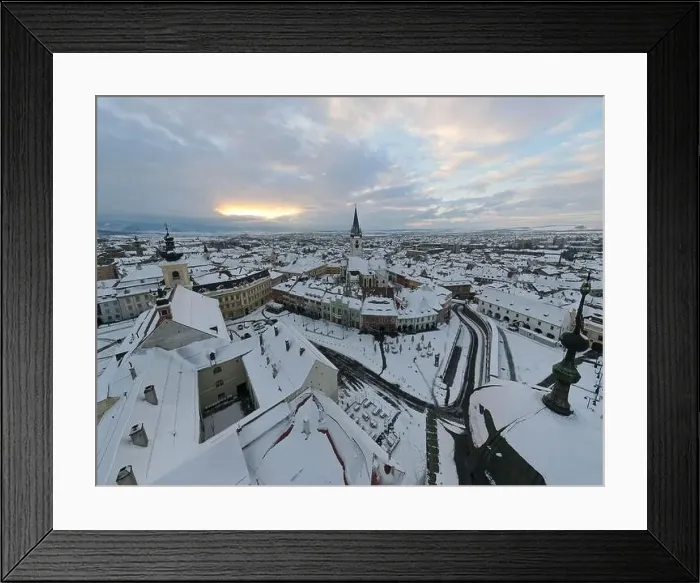 Framed Print : Birds eye view over historic city center of Sibiu Framed Print : Birds eye view over historic city center of Sibiu