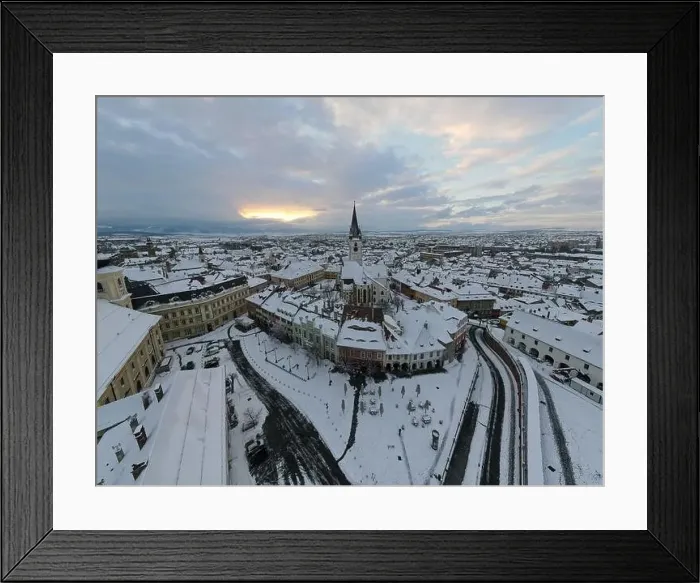 Framed Print : Birds eye view over historic city center of Sibiu Framed Print : Birds eye view over historic city center of Sibiu