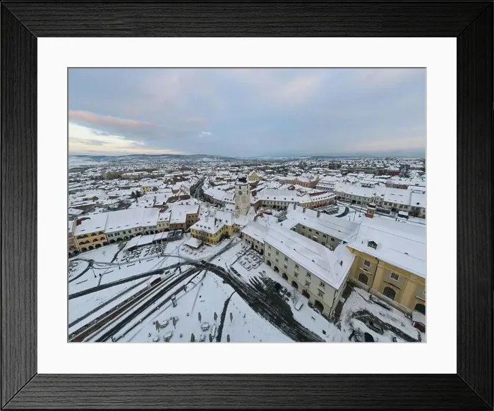 Framed Print : Birds eye view over historic city center of Sibiu Framed Print : Birds eye view over historic city center of Sibiu