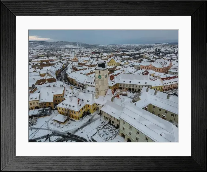 Framed Print : Birds eye view over historic city center of Sibiu Framed Print : Birds eye view over historic city center of Sibiu