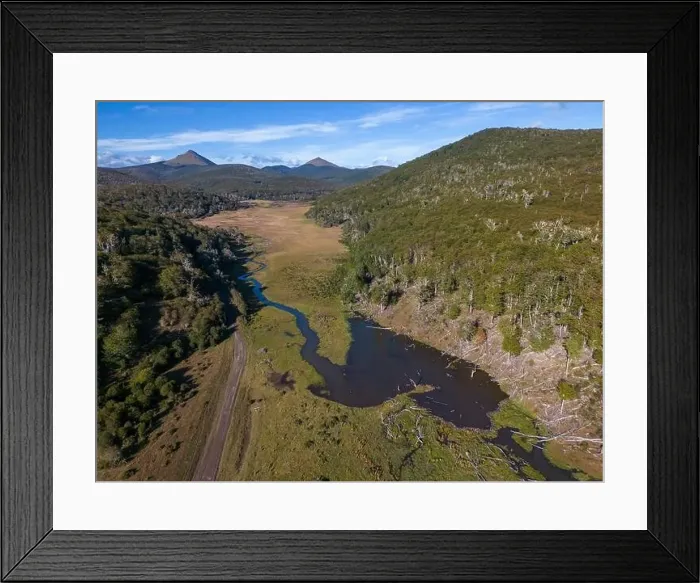 Framed Print : Aerial view of a beaver habitat in Reserva Lago Yeguin on the island Tierra del Fuego, Argentina, South America Framed Print : Aerial view of a beaver habitat in Reserva Lago Yeguin on the island Tierra del Fuego, Argentina, South America