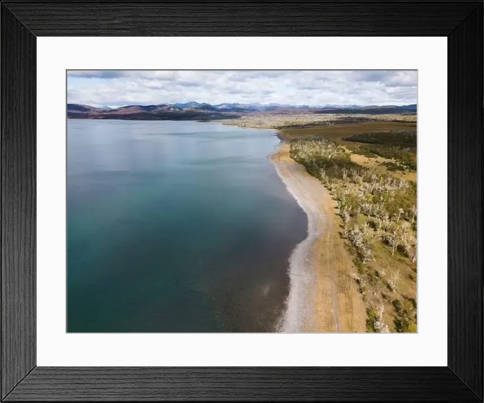 Framed Print : Aerial view of picturesque Lago Yehuin on the island Tierra del Fuego, Argentina, South America