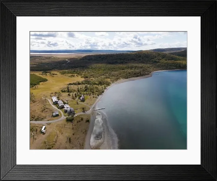 Framed Print : Aerial view of picturesque Lago Yehuin on the island Tierra del Fuego, Argentina, South America Framed Print : Aerial view of picturesque Lago Yehuin on the island Tierra del Fuego, Argentina, South America