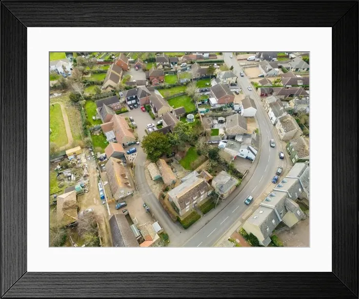 Framed Print : Aerial view of part of a typical English village Framed Print : Aerial view of part of a typical English village
