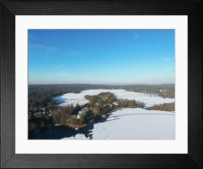 Framed Print : Aerial view Scharmützelsee under ice Bad Saarow Framed Print : Aerial view Scharmützelsee under ice Bad Saarow
