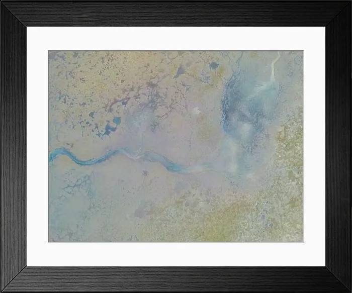 Framed Print : An aerial shot of the landscape with small lake surrounded by trees and field Framed Print : An aerial shot of the landscape with small lake surrounded by trees and field