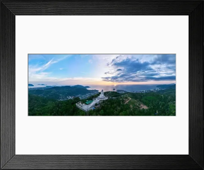 Framed Print : Aerial view Panorama Big buddha statue on top of the mountain in phuket Framed Print : Aerial view Panorama Big buddha statue on top of the mountain in phuket