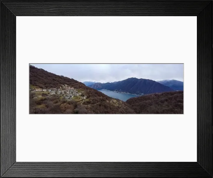 Framed Print : Aerial view of the village of Corniga on Lake Como Alps Framed Print : Aerial view of the village of Corniga on Lake Como Alps