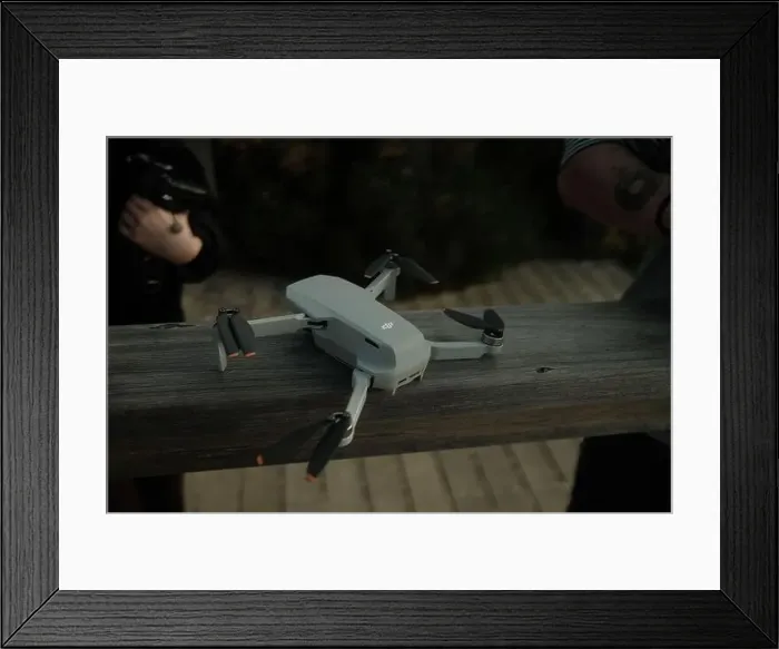 Framed Print : DJI Mini Drone before taking off - Brighton Beach, Melbourne - 27 February 2023