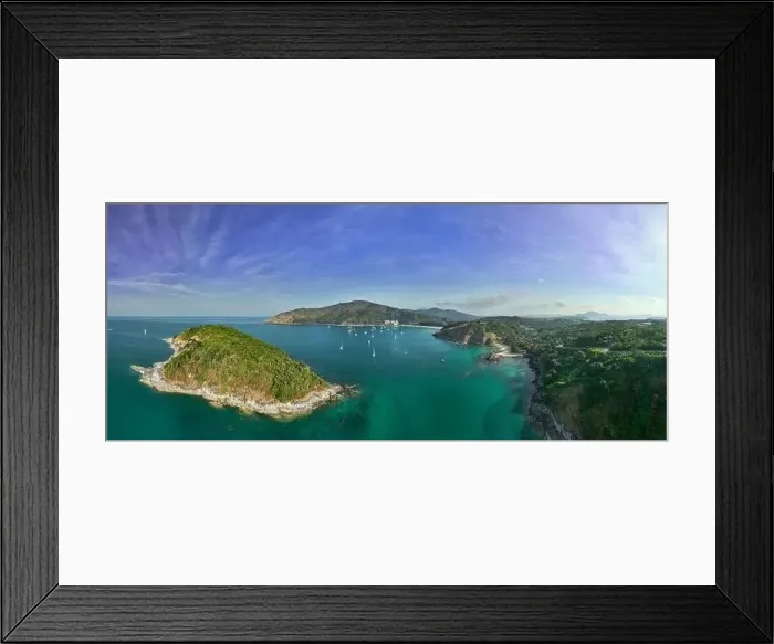 Framed Print : Amazing Panorama view seashore and mountains Framed Print : Amazing Panorama view seashore and mountains