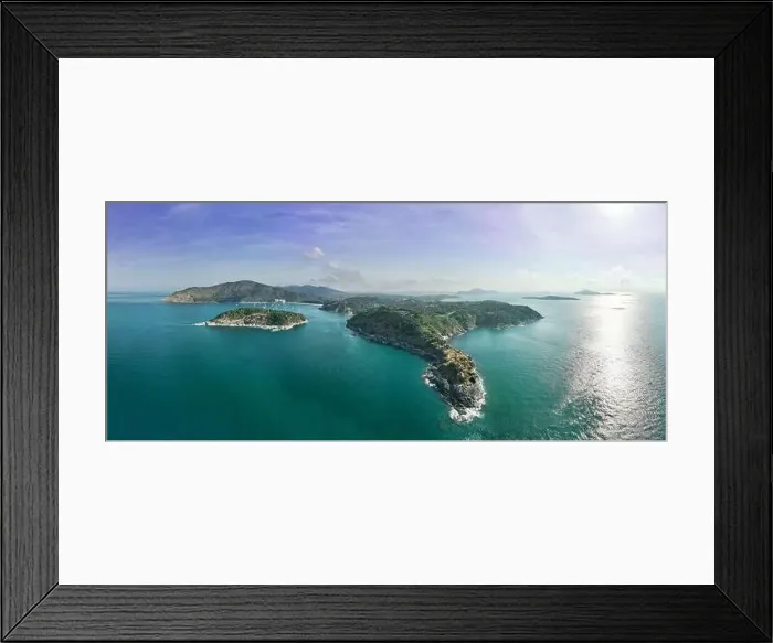 Framed Print : Amazing landscape nature scenery view of Beautiful tropical sea with Sea coast view in summer season image by Aerial
