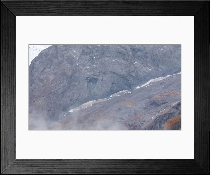Framed Print : Huge mountains standing under a white fog Framed Print : Huge mountains standing under a white fog